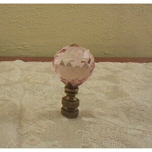 Pink Crystal Lamp Finial Shade Topper Round Sphere Retro 2.5" Single New